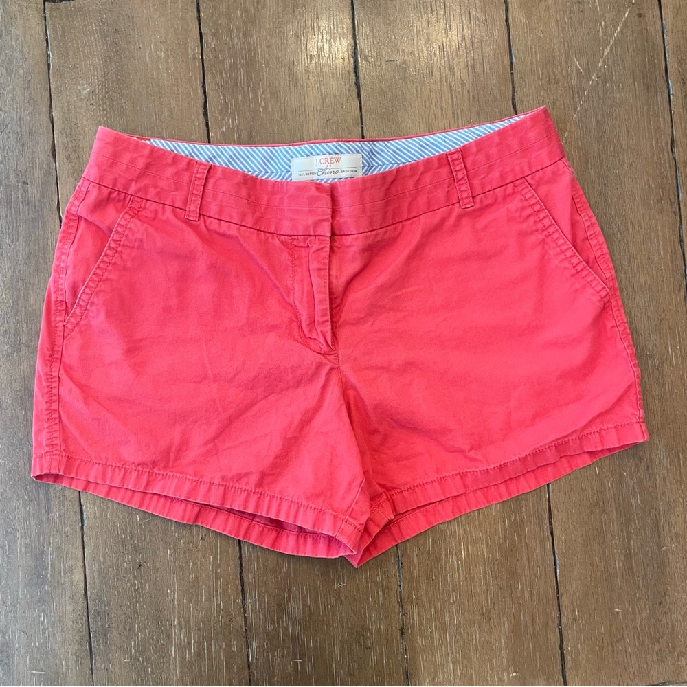 J.Crew Chino Shorts, Coral Red, Size 8, 4” inseam, Cotton